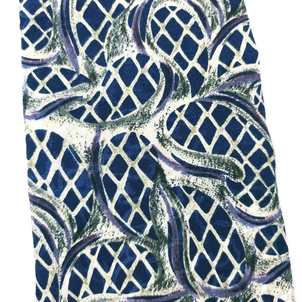Alberto Zerra Rome New York Men Necktie Blue Geometric 59x3.75 - NWOT